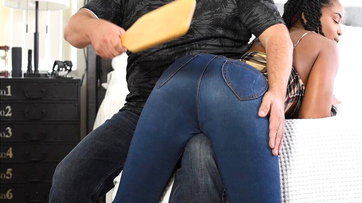 Tight jeans spanking